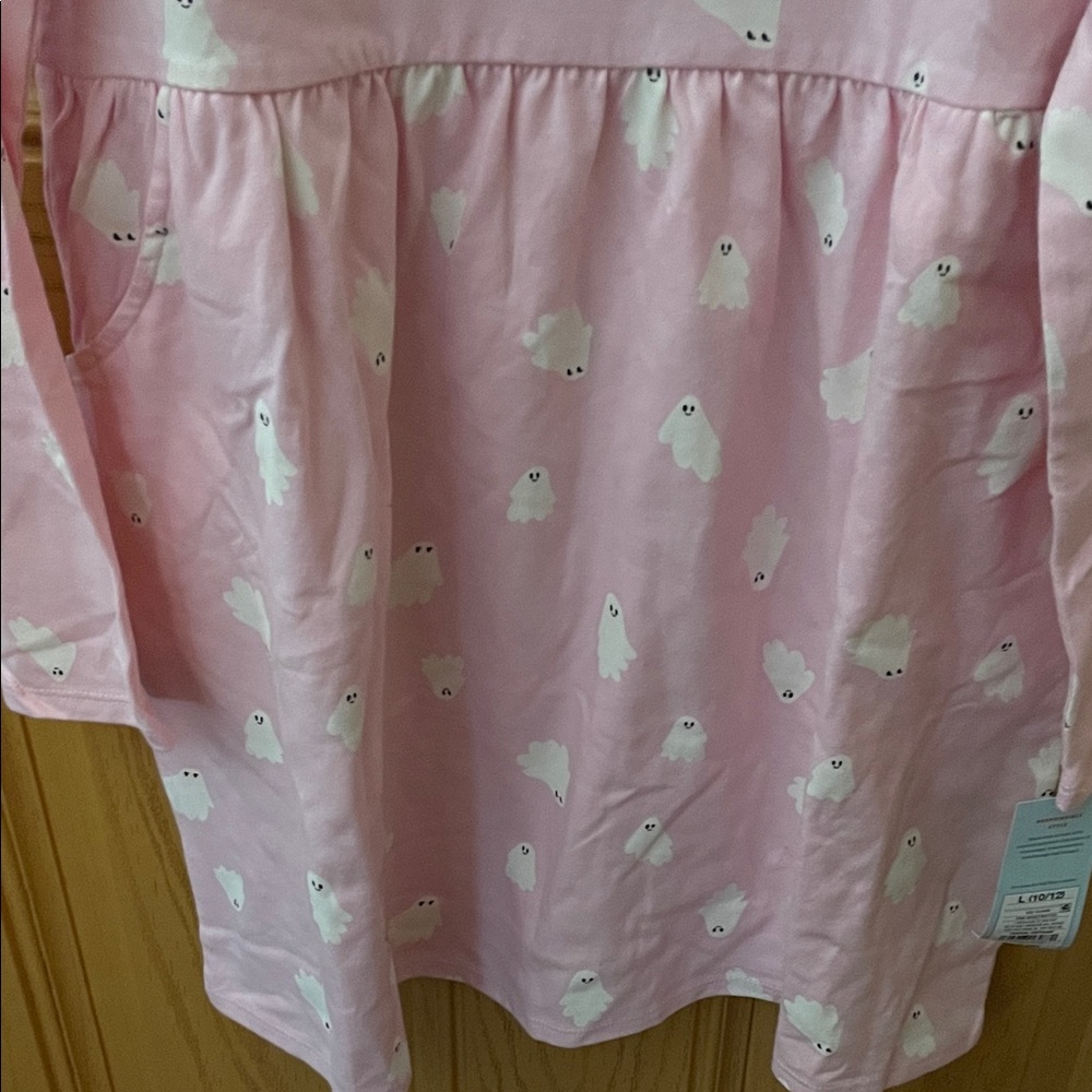 Cat & Jack Pink Ghost Dress - pink with white ghosts size L 10/12 - Picture 5 of 6